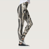 Leggings Noir Blanc & Or Chic Tourbillon Moderne Abstrait (Droite)