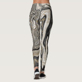 Leggings Noir Blanc & Or Chic Tourbillon Moderne Abstrait (Dos)