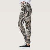 Leggings Noir Blanc & Or Chic Tourbillon Moderne Abstrait (Gauche)