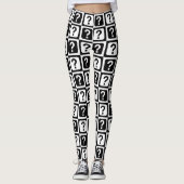 Leggings Noir blanc Question Mark Riddle Block Monogramme (Devant)
