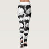Leggings Noir Blanc romantique aquarelle Orchidées (Dos)