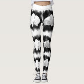 Leggings Noir Blanc romantique aquarelle Orchidées (Devant)