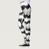 Leggings Noir Blanc romantique aquarelle Orchidées (Gauche)