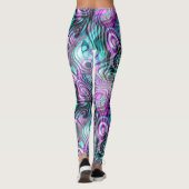 Leggings Noir blanc rose violet Aqua Turquoise Fractées (Dos)
