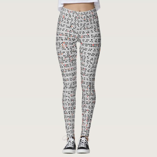 Leggings Noir blanc rouge Abstrait Motif chic (Devant)