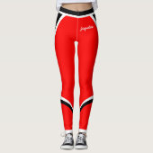 Leggings Noir blanc rouge (votre nom) (Devant)