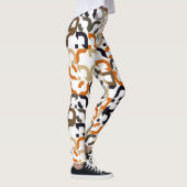 Leggings Noir Brown Beige Orange Midsiècle Art Motif (Droite)