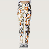Leggings Noir Brown Beige Orange Midsiècle Art Motif (Devant)