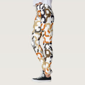 Leggings Noir Brown Beige Orange Midsiècle Art Motif (Gauche)