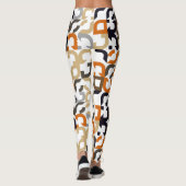 Leggings Noir Brown Beige Orange Midsiècle Art Motif (Dos)
