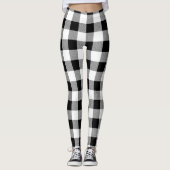Leggings Noir Buffalo Plaid Motif Noël (Devant)