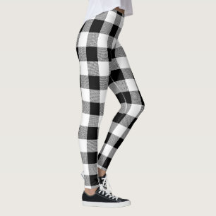 Leggings Noir Buffalo Plaid Motif Noël