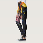 Leggings Noir Chat Verre Trait Rouge Éffrayant Yoga (Gauche)