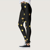 Leggings Noir chic de confettis de feuille d'or (Gauche)