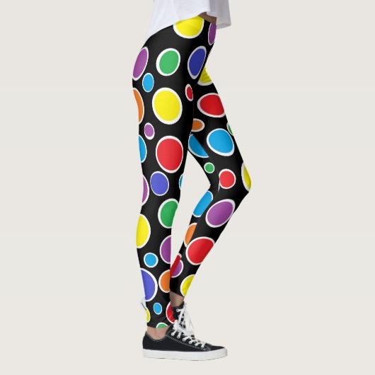 Leggings Noir coloré de pois (Droite)