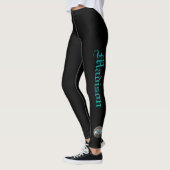 Leggings Noir Concho Turquoise Argent VOTRE NOM (Gauche)