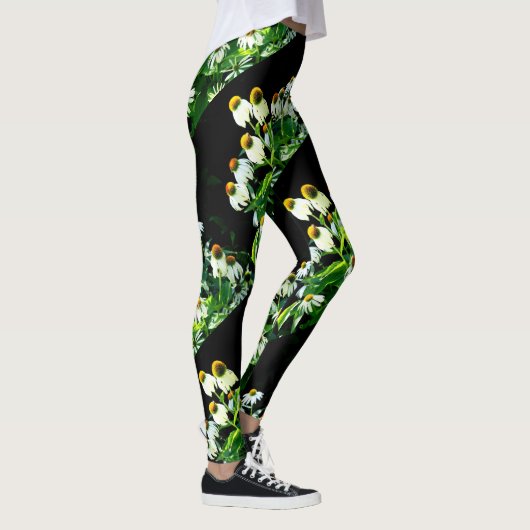 Leggings noir de fleurs blanches (Droite)