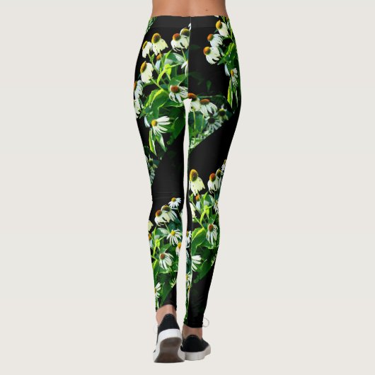 Leggings noir de fleurs blanches (Dos)