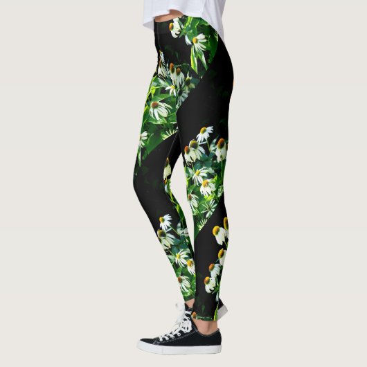 Leggings noir de fleurs blanches (Gauche)