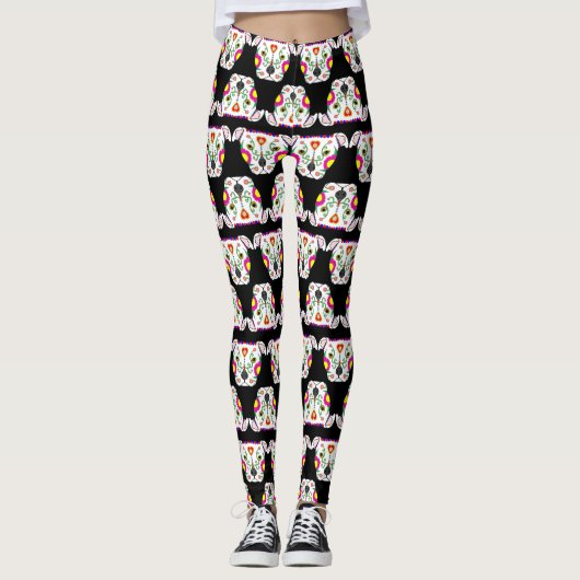 Leggings Noir de motif de Pitbull de Mexicain (Devant)