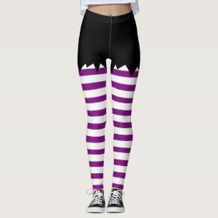Leggings Noir de sorcière de Halloween avec les rayures