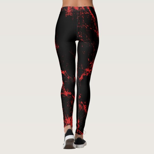Leggings Noir éclaboussé par rouge (Dos)
