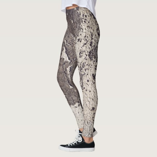 Leggings noir et blanc Abstrait (paroi fissurée) (Gauche)