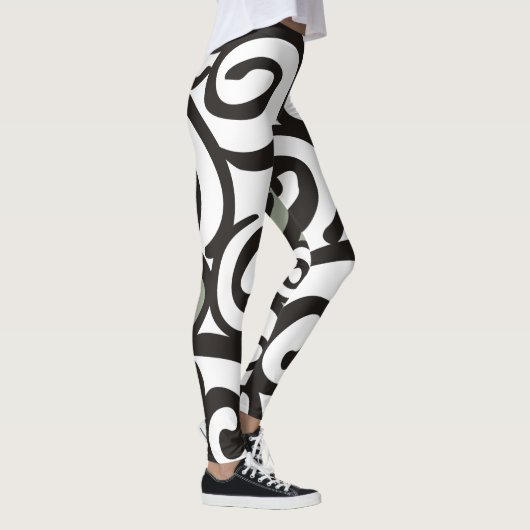 Leggings Noir et blanc de motif de spirales + votre backgr. (Droite)