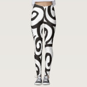 Leggings Noir et blanc de motif de spirales + votre backgr. (Devant)