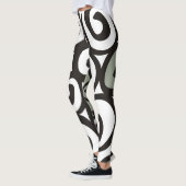 Leggings Noir et blanc de motif de spirales + votre backgr. (Gauche)