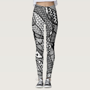 Leggings Noir et blanc modelés, fou, génial, unique