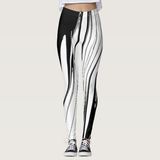 Leggings Noir et blanc moderne (Devant)