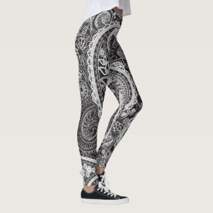 Leggings Noir et blanc paisley
