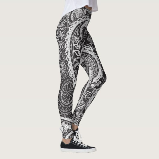 Leggings Noir et blanc paisley (Droite)