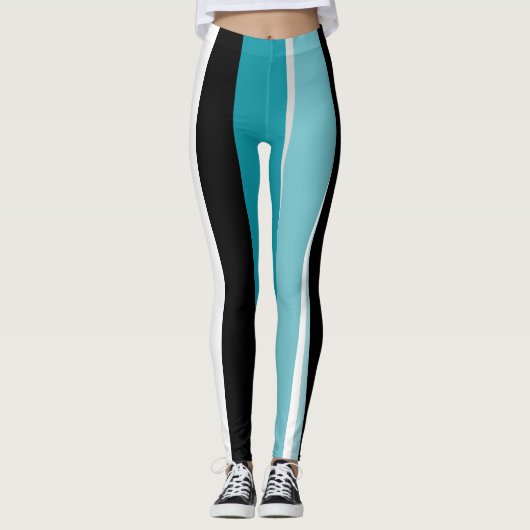 Leggings Noir et blanc turquoise (Devant)