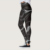 Leggings Noir et blanc Wavy Abstraction (Gauche)