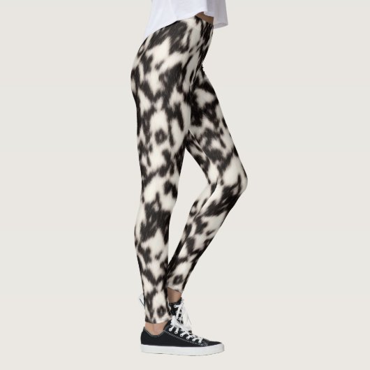 Leggings Noir et Crème Blanc Faux Fourrure animale (Droite)