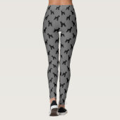 Leggings Noir et gris de motif de silhouettes d'Airedale (Dos)