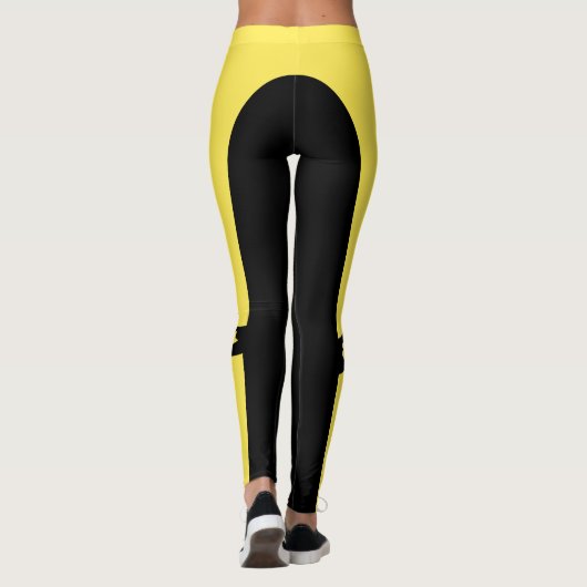 Leggings Noir Et Jaune Attrayant (Dos)
