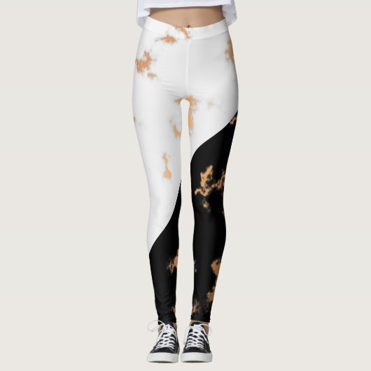 Leggings Noir et Marbre blanc (Devant)