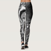 Leggings Noir et Marbre blanc Digital Fluid Art (Dos)