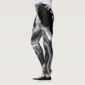 Leggings Noir et Marbre blanc Digital Fluid Art (Gauche)