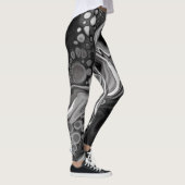 Leggings Noir et Marbre blanc Digital Fluid Art (Droite)