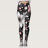 Leggings Noir et rose chic noir (Devant)