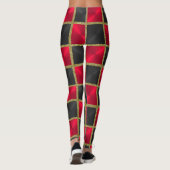 Leggings Noir et rouge avec Carrés d'or (Dos)