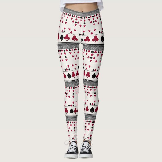 Leggings noir et rouge, motif de mode (Devant)