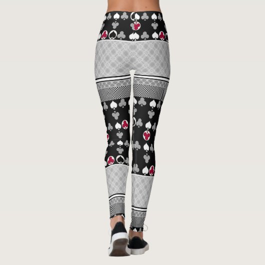 Leggings noir et rouge, motif mode (Dos)