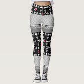 Leggings noir et rouge, motif mode (Devant)