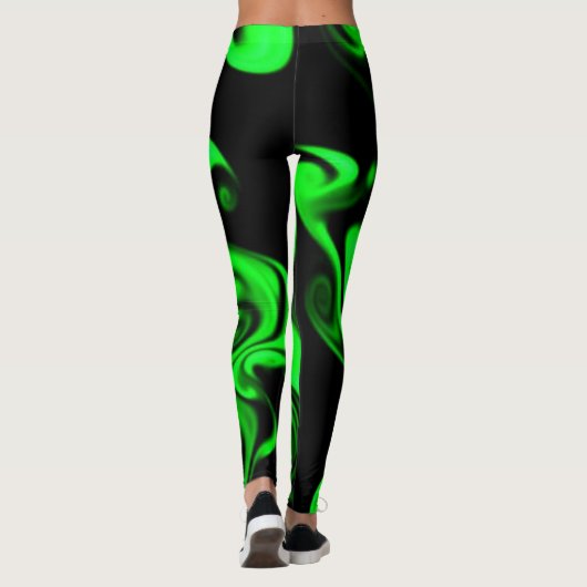 Leggings Noir et vert citron vert (Dos)