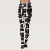 Leggings Noir Fenêtre Plaid Grid Stripes Design Motif (Dos)